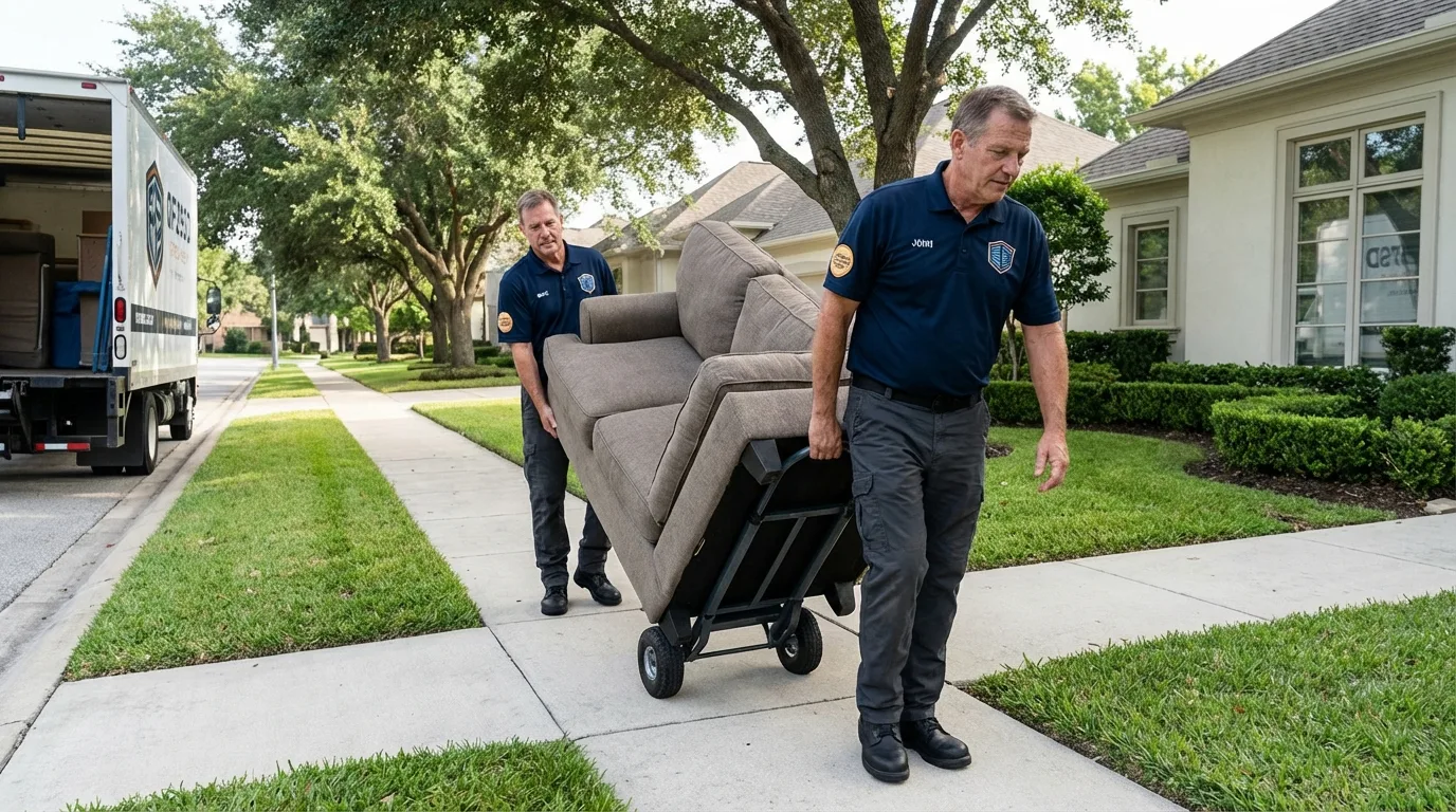 Local residential moving crew loading furniture in Vivian, LA
